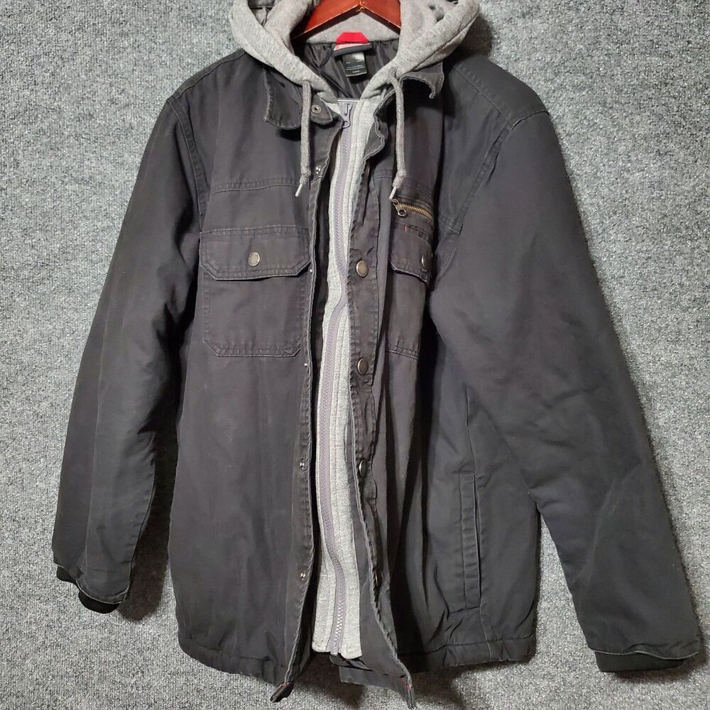 Dickies Canvas Quilted Lining Hooded Jacket Mens XL Y2K Grunge Workwear Outdoor